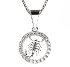 BG zlatý diamantový přívěšek Štír 052 Bílé zlato - 585 Diamant lab-grown