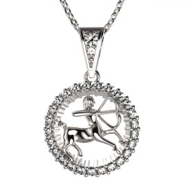 BG zlatý přívěšek Střelec 045 Bílé zlato - 585 Bílý kubický zirkon