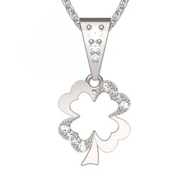 BG zlatý přívěšek 1170 Bílé zlato - 585 Bílý kubický zirkon