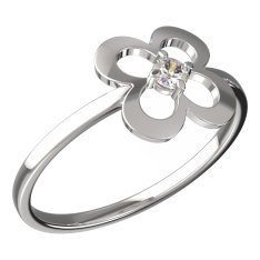 BeKid dětský prsten  čtyřlístek 829 Bílé zlato - 585 Bílý kubický zirkon