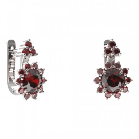 BG earring circular 511-87 - Metal: Silver 925 - rhodium, Stone: Garnet