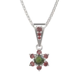 BG přívěšek 978 Stříbro 925 - rhodium Vltavín a granát