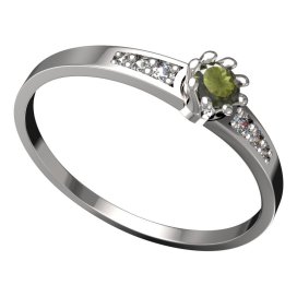 BG vltavínový prsten 554J Bílé zlato - 585 Vltavín a diamant