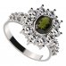 BG prsten 018-X oválného tvaru - Kov: Stříbro 925 - rhodium, Kámen: Vltavín a granát