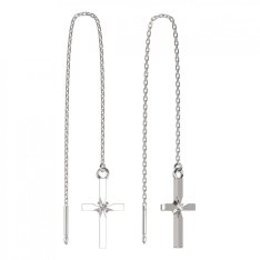 BG zlaté  náušnice křížek 1108 Bílé zlato - 585 Diamant