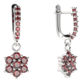 BG  náušnice 002 Stříbro 925 - rhodium Granát