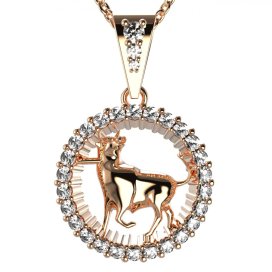 Zlatý přívěsek znamení Býk s lab-grown diamantem, růžové zlato 585 – 045 (Zd14045E2)