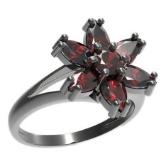 BG prsten ve tvaru hvězdy 520-V Stříbro 925 - ruthenium (30-90dní) Granát