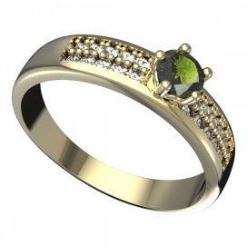 BG vltavínový prsten 874F Žluté zlato - 585 Vltavín a diamant