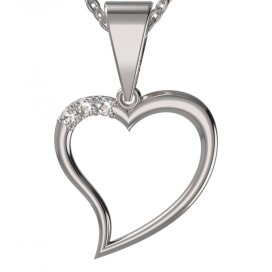 BG zlatý diamantový přívěšek srdíčko 1266 Bílé zlato - 585 Diamant lab-grown