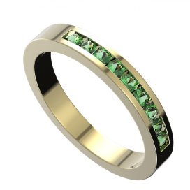 BG zlatý prstýnek 655 Žluté zlato - 585 Zelený kubický zirkon