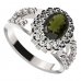 BG prsten oválný 435-Y - Kov: Stříbro 925 - rhodium, Kámen: Vltavín a granát