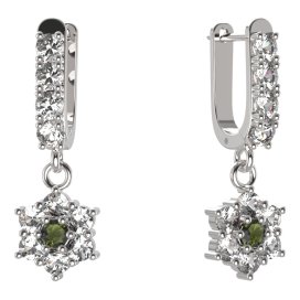 BG  náušnice 002 Stříbro 925 - rhodium Vltavín a  kubický zirkon