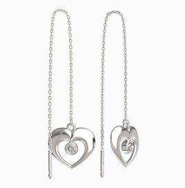 BeKid dětské náušnice srdíčko 610 Bílé zlato - 585 Diamant