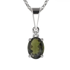 BG přívěs vsazen vltavín  622 Bílé zlato - 585 Vltavín a diamant