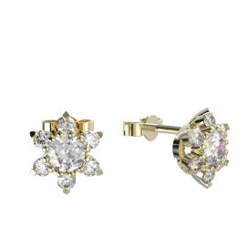 BG zlaté diamantové náušnice hvězdička 978 Žluté zlato - 585 Diamant lab-grown