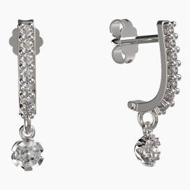 BG zlaté náušnice s diamanty 869 Bílé zlato - 585 Diamant lab-grown