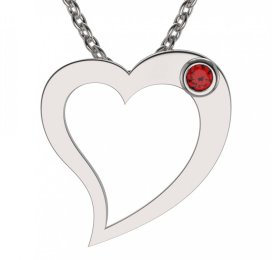 BG zlatý přívěšek srdíčko 1569 Bílé zlato - 585 Červený kubický zirkon