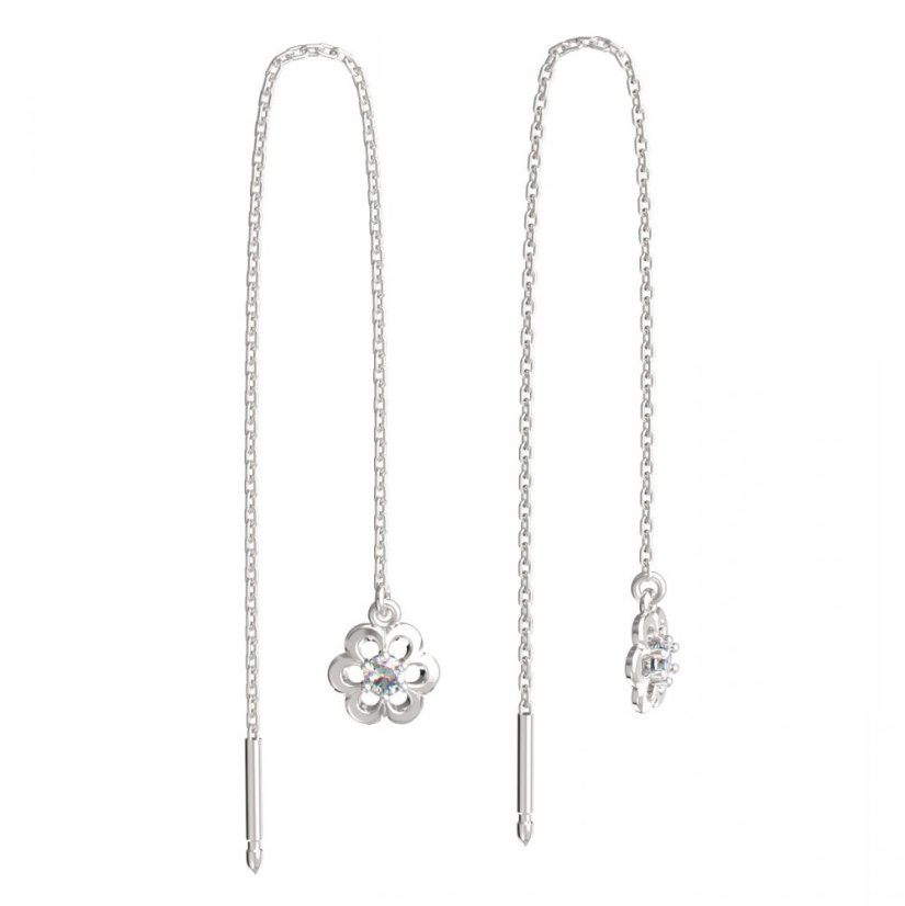 BeKid dětské náušnice šestilístek 842 Bílé zlato - 585 Diamant