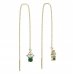 BeKid, Gold kids earrings -159 - Switching on: Chain 9 cm, Metal: Yellow gold 585, Stone: Green cubic zircon