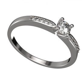 BG zlatý diamantový prstýnek 1437 /zásnubní-snubní/ Bílé zlato - 585 Diamant lab-grown
