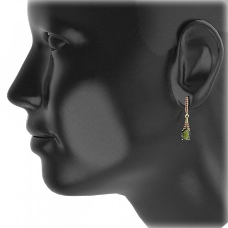 BG earring oval 478-G91 - Metal: Silver 925 - rhodium, Stone: Moldavit and garnet