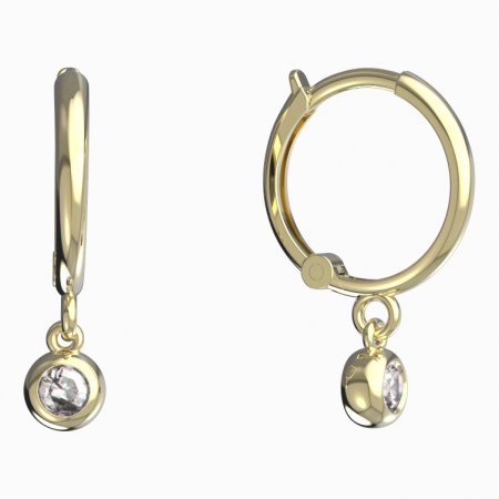 BeKid, Gold kids earrings -101 - Switching on: Circles 15 mm, Metal: Yellow gold 585, Stone: Green cubic zircon
