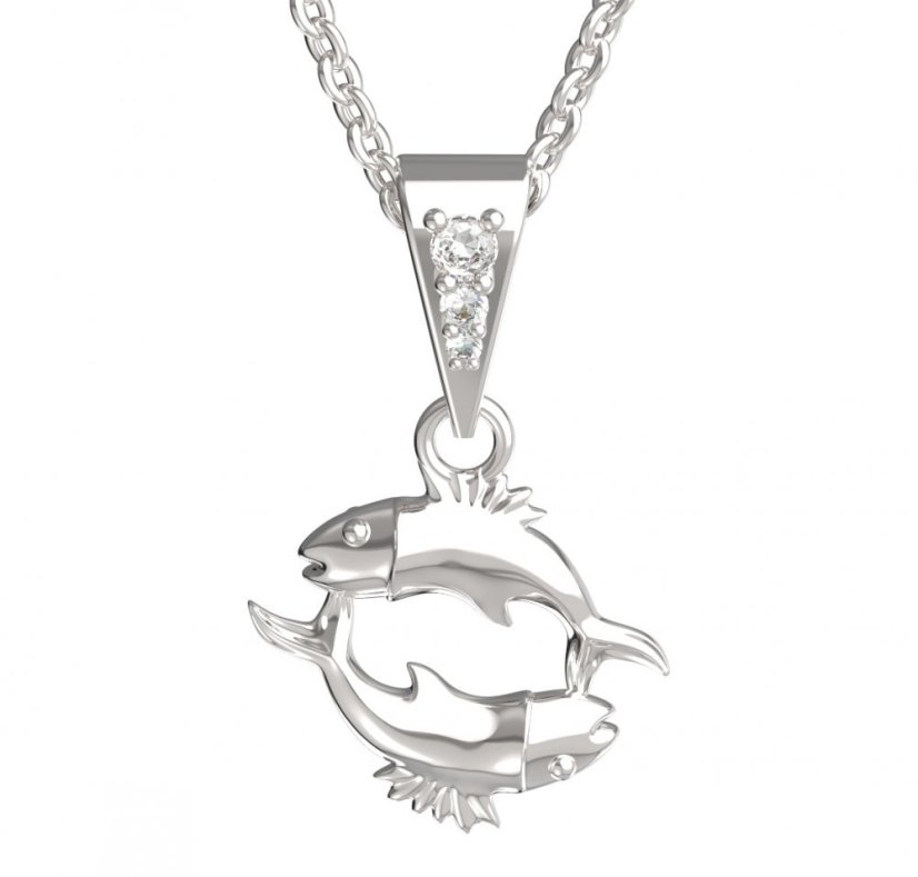BG zlatý přívěšek Ryby 040 Bílé zlato - 585 Diamant