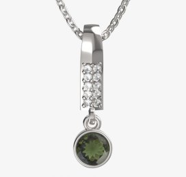 BG zlatý přívěšek 723 Bílé zlato - 585 Vltavín a diamant