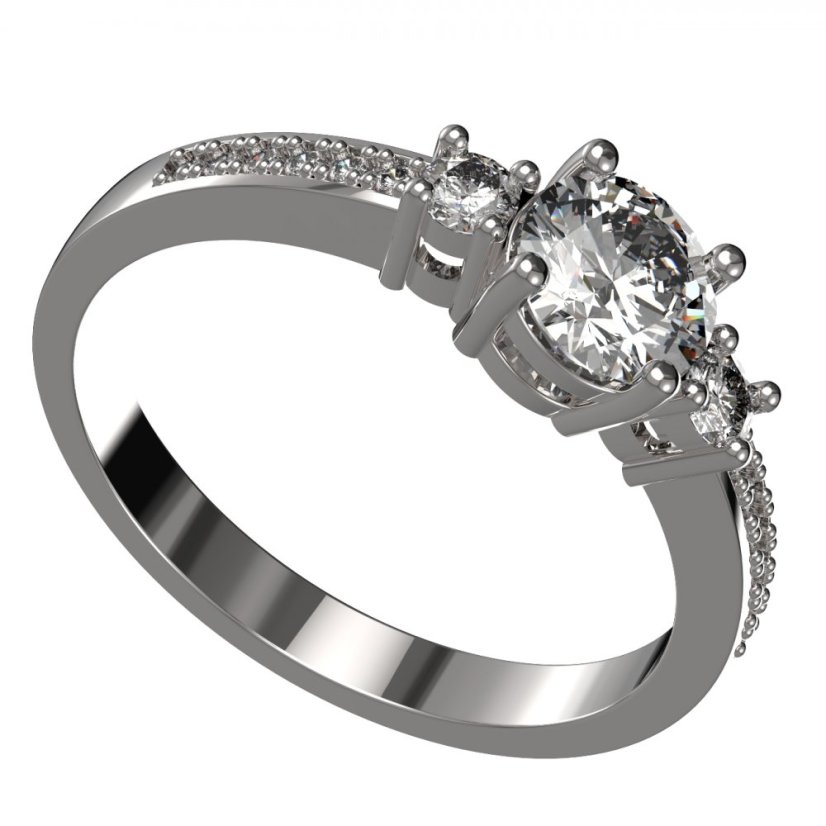 BG zlatý diamantový prstýnek 1472 /zásnubní-snubní/ Bílé zlato - 585 Diamant lab-grown