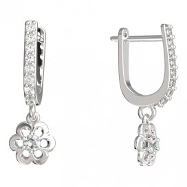 BeKid dětské náušnice šestilístek 842 Bílé zlato - 585 Diamant