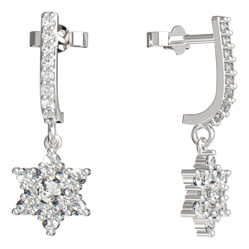 BeKid dětské náušnice hvězdička 090 Bílé zlato - 585 Diamant