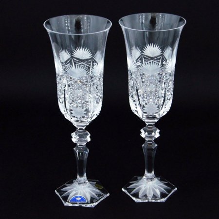 Set of two crystal handmade champagne cups Šafránek 208
