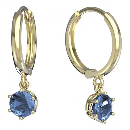 BeKid, Gold kids earrings -1295 - Switching on: Circles 15 mm, Metal: Yellow gold 585, Stone: Light blue cubic zircon