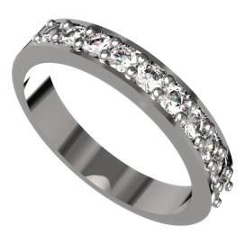 BG zlatý prstýnek - půlkruh 839 Bílé zlato - 585 Diamant