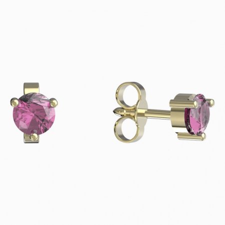 BeKid, Gold kids earrings -782 - Switching on: Puzeta, Metal: Yellow gold 585, Stone: Pink cubic zircon