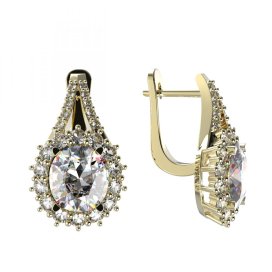 BG zlaté náušnice 977 Žluté zlato - 585 Bílý kubický zirkon