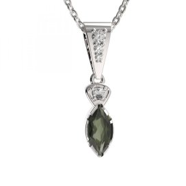 BG přívěs vsazen vltavín  915 Bílé zlato - 585 Vltavín a diamant