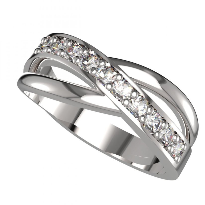 BG zlatý prsten oválný 931 Bílé zlato - 585 Bílý kubický zirkon