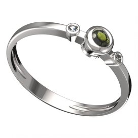 BG vltavínový prsten 550L Bílé zlato - 585 Vltavín a diamant