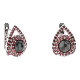 BG náušnice s přírodní perlou 540-90 Stříbro 925 - rhodium Granát a tahiti perla