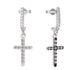 BG zlaté náušnice křížek 1106 Bílé zlato - 585 Diamant