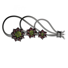 BG brož 063 Stříbro 925 - ruthenium (30-90dní) Vltavín a granát