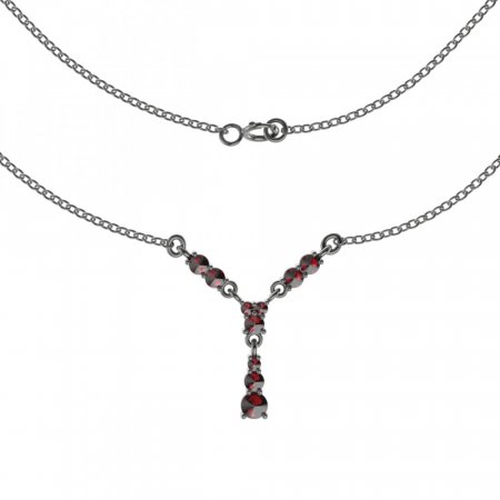 BG náhrdelník 033 - Kov: Stříbro 925 - rhodium, Kámen: Granát