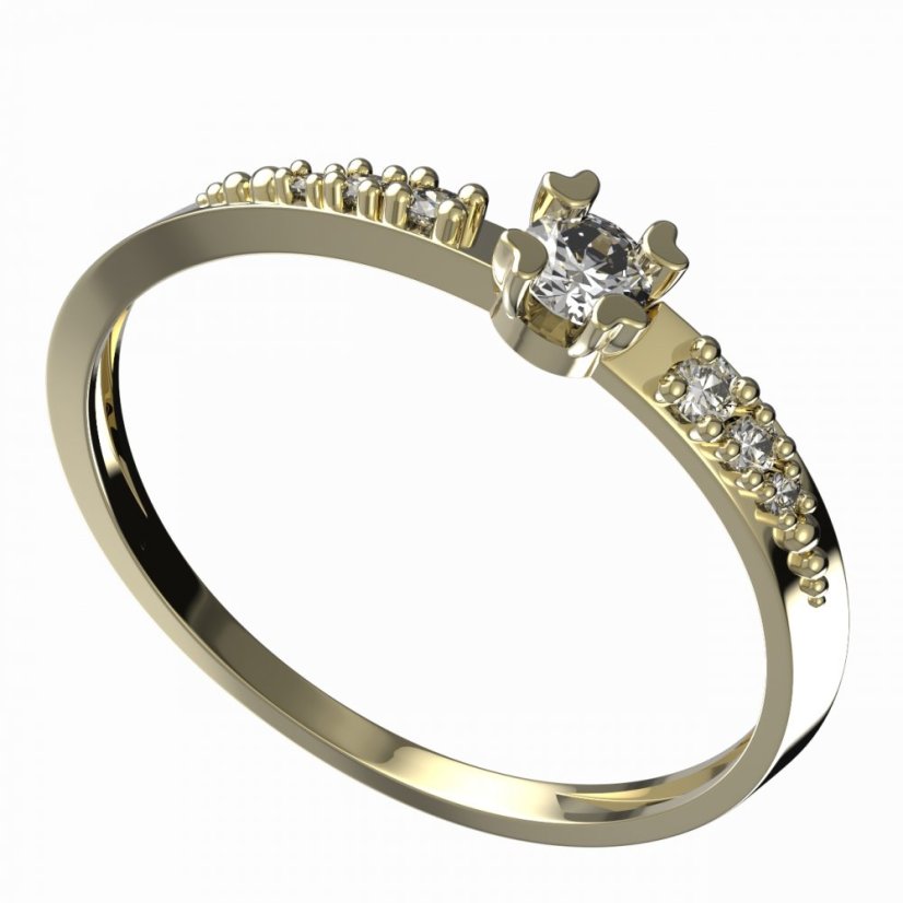 BG zlatý diamantový prstýnek 883 D Žluté zlato - 585 Diamant lab-grown