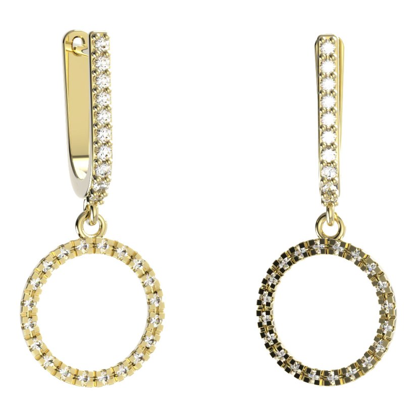 BG zlaté náušnice 1163A92 Žluté zlato - 585 Bílý kubický zirkon