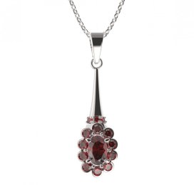 BG přívěs s centrálním oválným kamenem 517-C Stříbro 925 - rhodium Granát