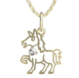 BeKid dětský přívěšek koník 1203 Žluté zlato - 585 Bílý kubický zirkon