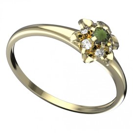 BG vltavínový prsten 878I Žluté zlato - 585 Vltavín a diamant