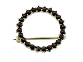 BG brož 009 Stříbro 925 - pozlacené Granát